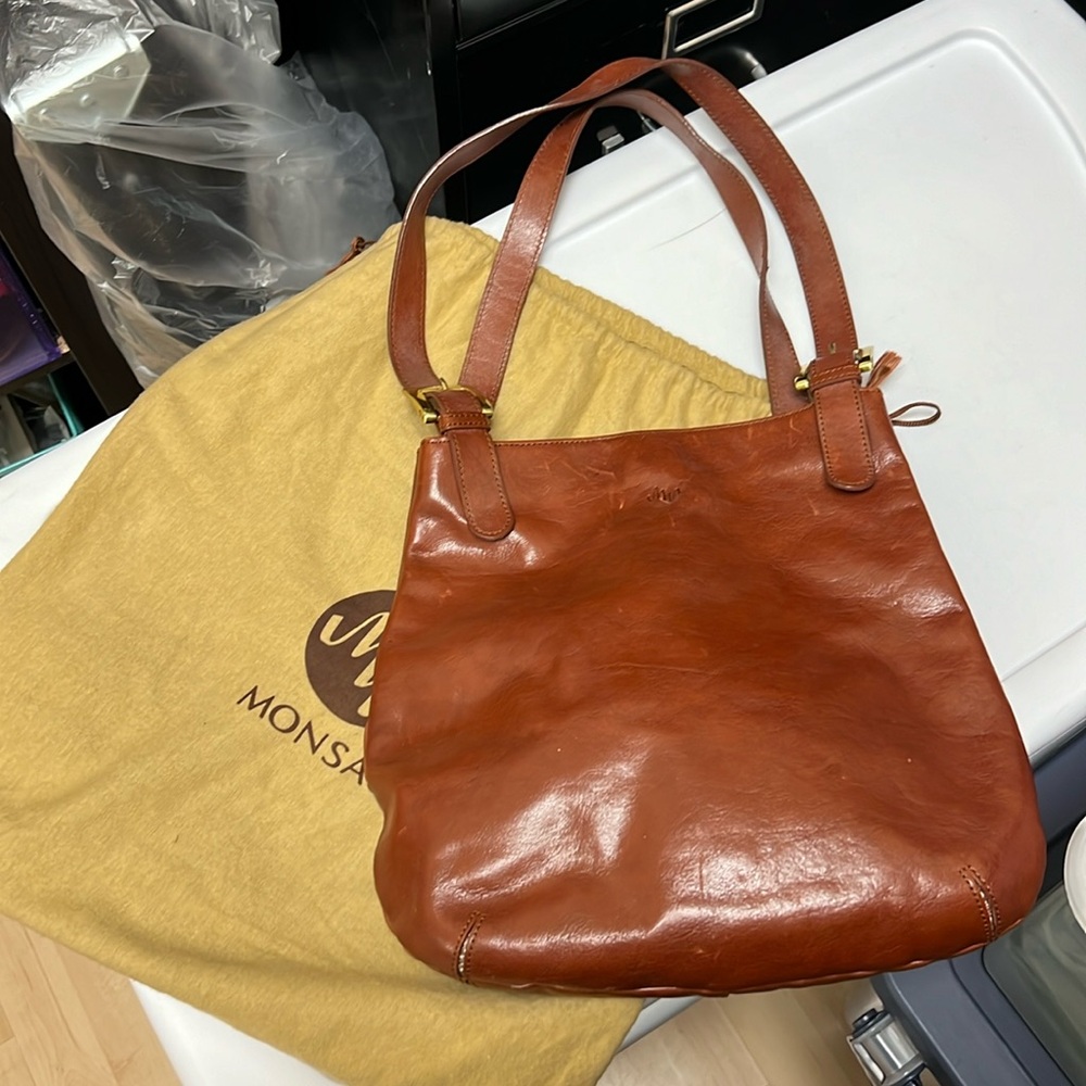 Monsac Authentic Vintage Genuine Leather Purse Shoulder Bag